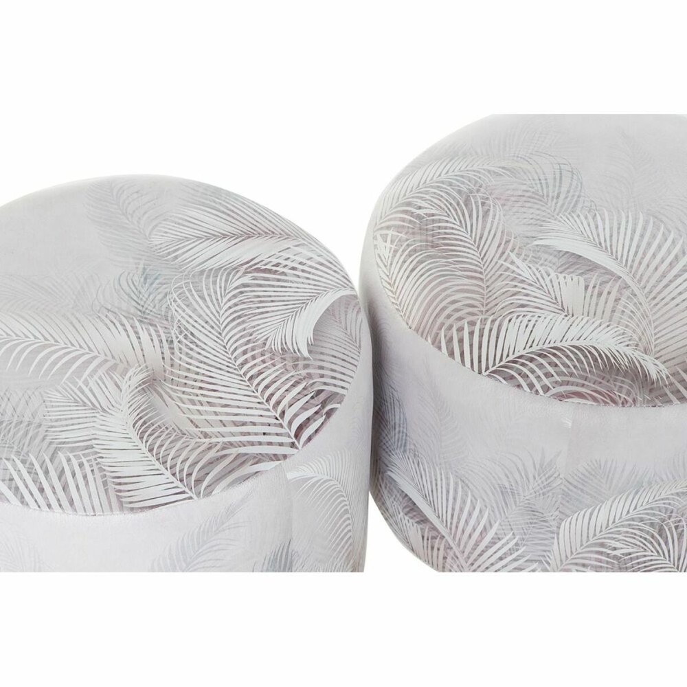 Fußstütze DKD Home Decor Grau PU Kiefer Tropical (30 x 30 x 30 cm) (2 Stück) (30 x 30 x 32 cm)