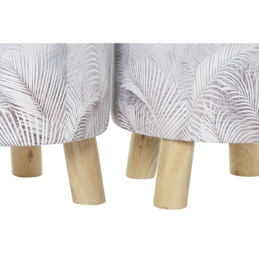 Fußstütze DKD Home Decor Grau PU Kiefer Tropical (30 x 30 x 30 cm) (2 Stück) (30 x 30 x 32 cm)