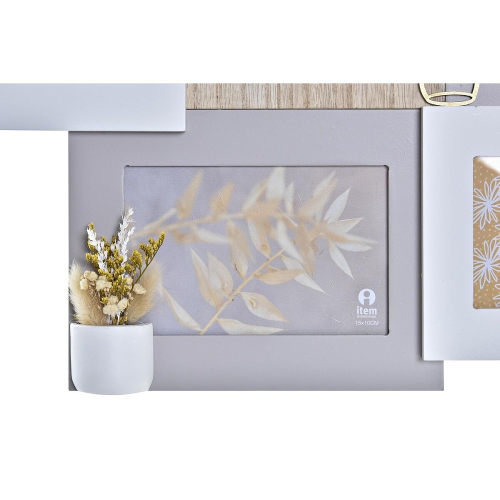 Photo frame DKD Home Decor Love Home Wood Flower Natural (46 x 3 x 39 cm) (2 Units)
