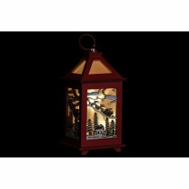 Laterne DKD Home Decor Weihnachten Rot Baum Holz Weiß Rentier Haus (2 Stück) (9 x 9 x 18 cm)
