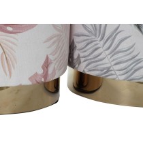 Fußstütze DKD Home Decor Grau Gold Holz Koralle Tropical Pflanzenblatt (35 x 35 x 35 cm) (2 Stück)