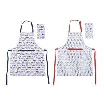 Tablier DKD Home Decor Bleu Blanc Rouge 60 x 80 x 0,5 cm Marin (2 Unités)
