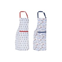 Tablier DKD Home Decor Bleu Blanc Rouge 60 x 80 x 0,5 cm Marin (2 Unités)