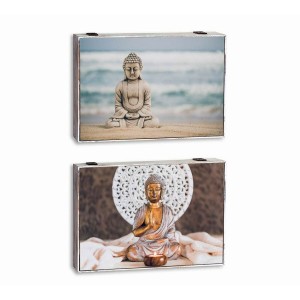 Abdeckungen DKD Home Decor Buddha Zähler 46,5 x 6 x 31,5 cm 2 Stück Holz MDF