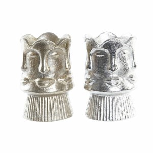Vase DKD Home Decor Gold Gesicht Champagner Silberfarben Aluminium Moderne 12 x 12 x 17 cm (2 Stück) 