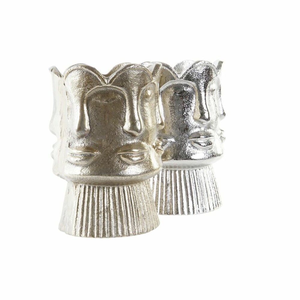 Vase DKD Home Decor Gold Gesicht Champagner Silberfarben Aluminium Moderne 12 x 12 x 17 cm (2 Stück) 