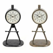 Horloge de table DKD Home Decor 17 x 8 x 31 cm Noir Doré Fer PVC Loft (2 Unités)