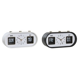 Réveil DKD Home Decor 20 x 6 x 9,5 cm Noir Blanc PVC (2 Unités)