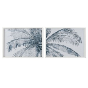 Painting Home ESPRIT Blue White Palms Mediterranean 80 x 2 x 60 cm (2 Units)
