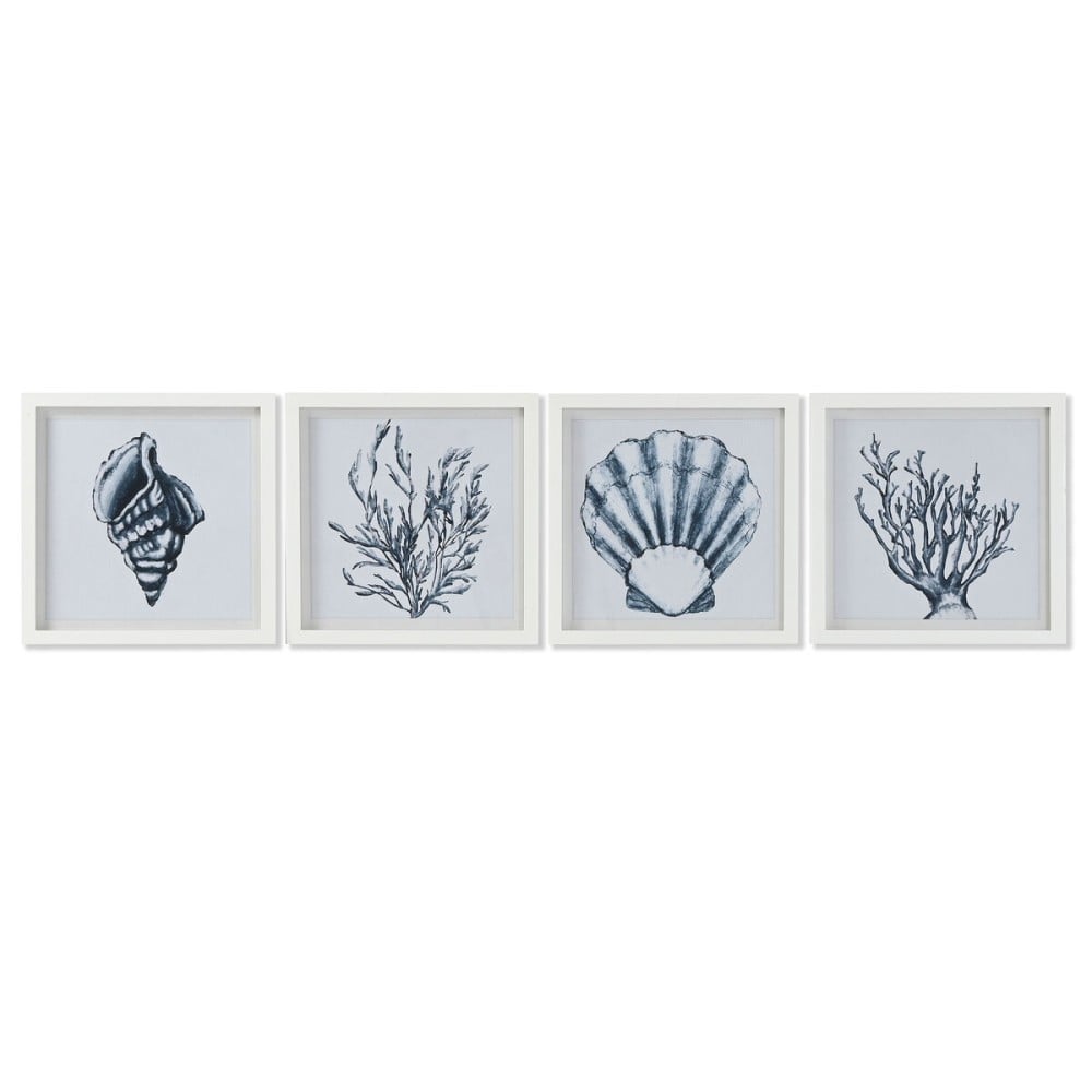 Cadre Home ESPRIT Bleu Blanc méditerranéen 35 x 2 x 35 cm (4 Unités)