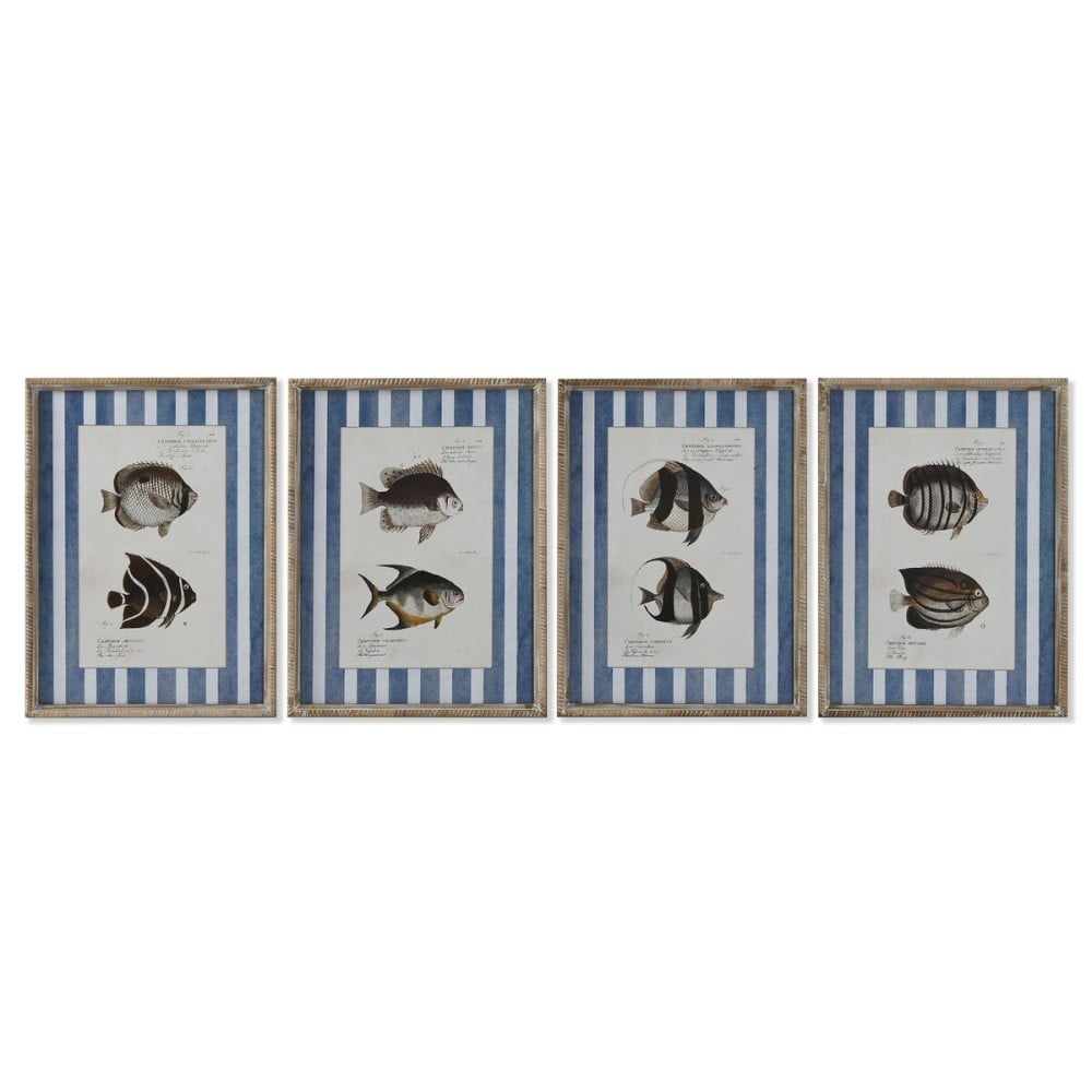 Cadre Home ESPRIT Bleu Poisson 40 X 2,5 X 55 cm (4 Unités)