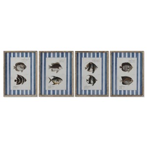 Painting Home ESPRIT Blue Fish 40 X 2,5 X 55 cm (4 Units)