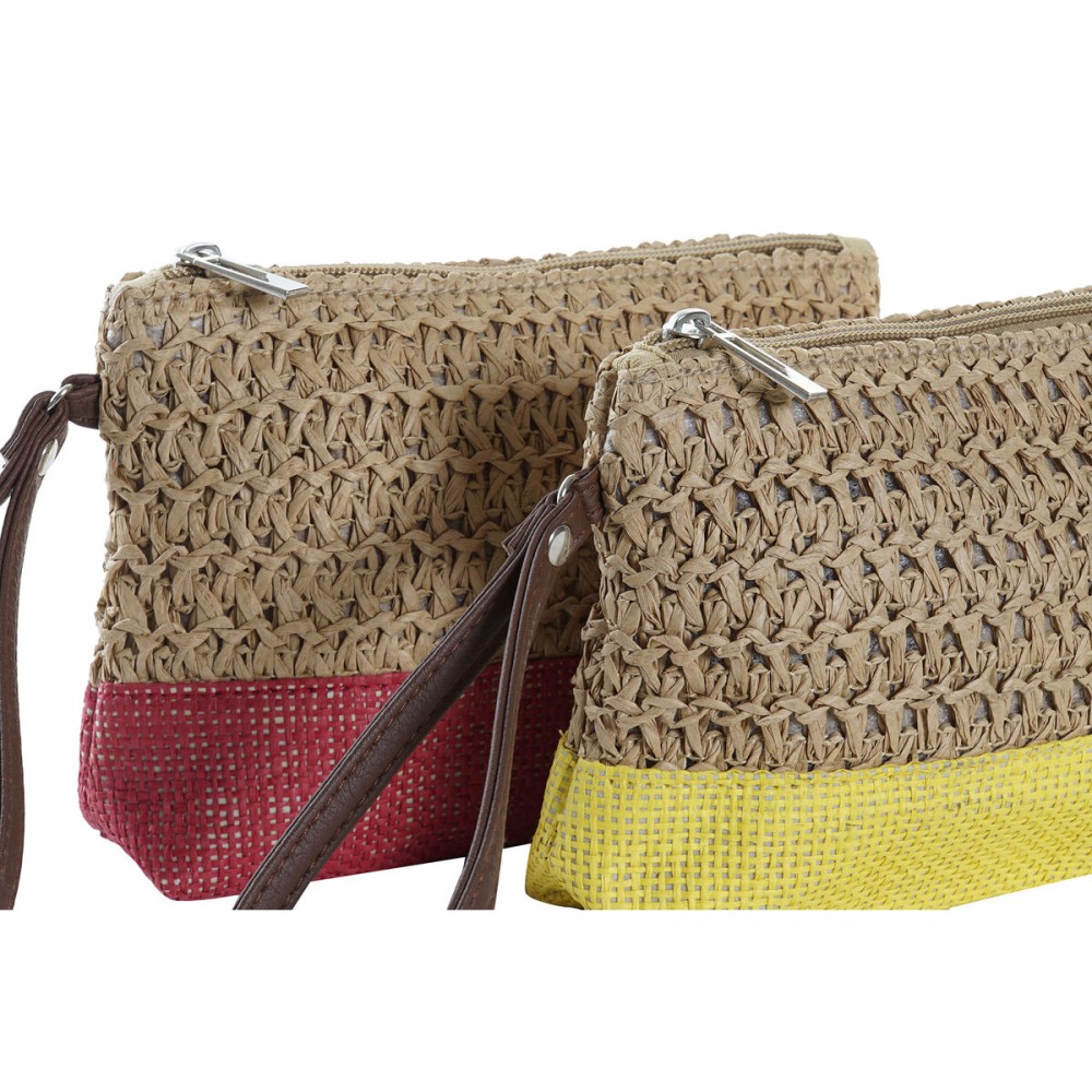 Trousse de toilette DKD Home Decor Fibre Jaune Bleu Blanc Rouge Beige (4 Unités)