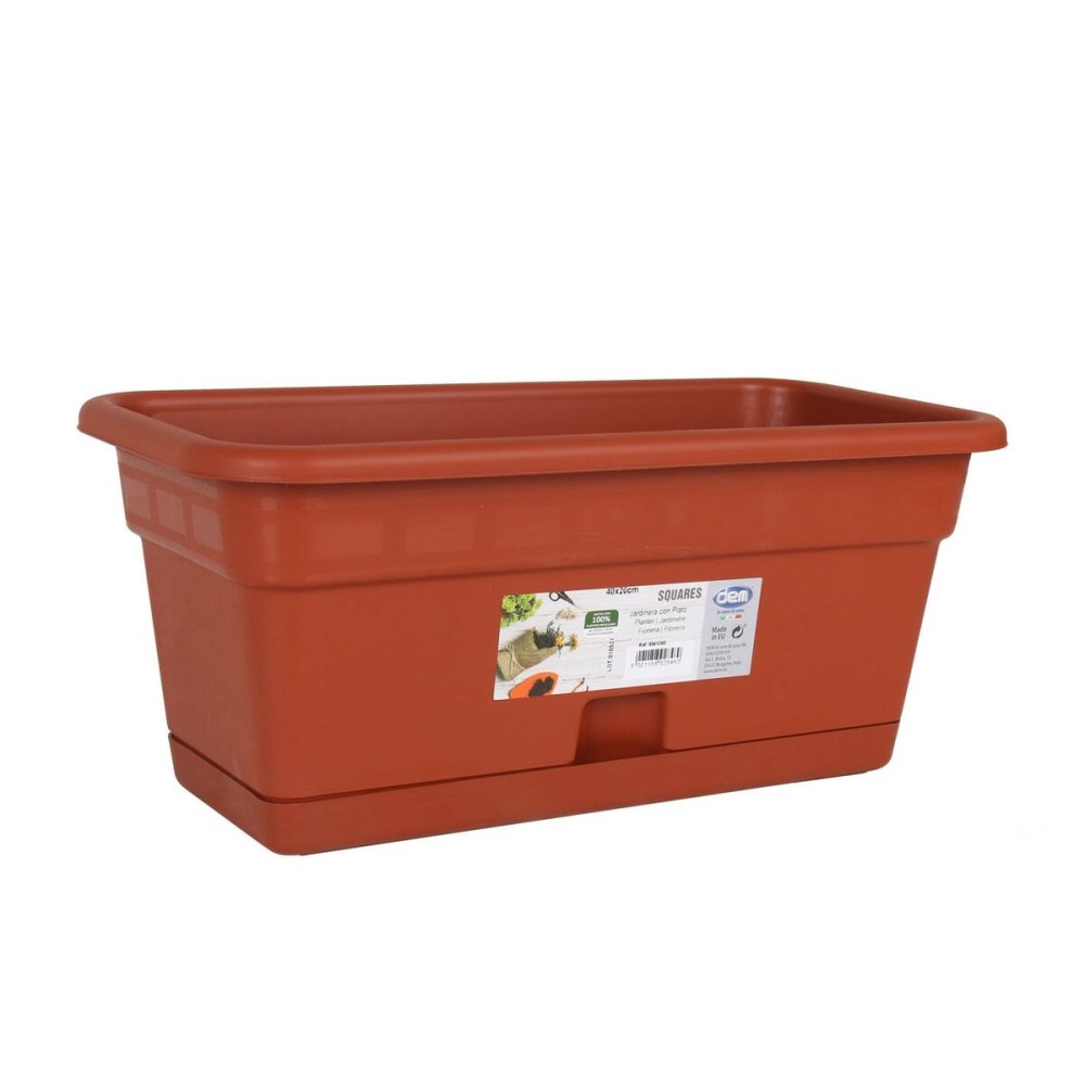 Jardinière avec support Dem Squares Rectangulaire Marron 40 x 20 cm (12 Unités)