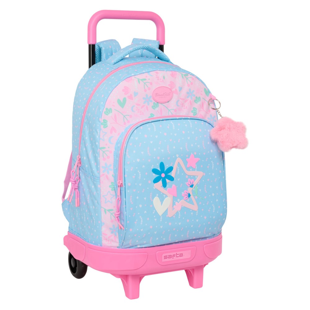 Schulrucksack mit Rädern BlackFit8 Smile Blau Rosa 33 x 45 x 22 cm