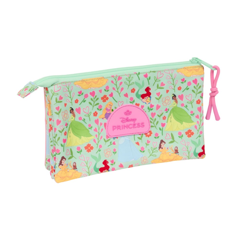 Triple Carry-all Disney Princess Bloom Green Pink 22 x 12 x 3 cm
