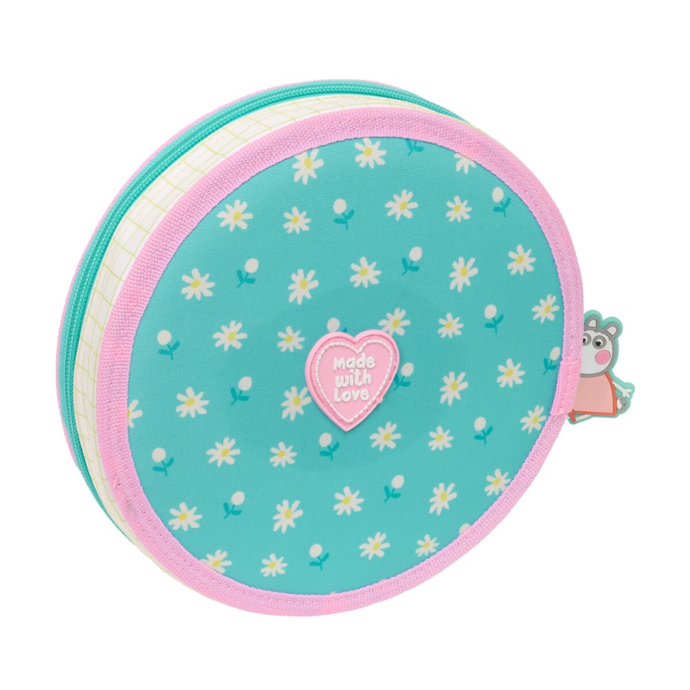 School Case with Accessories Peppa Pig Pretty flowers Yellow Mint 18 Pieces