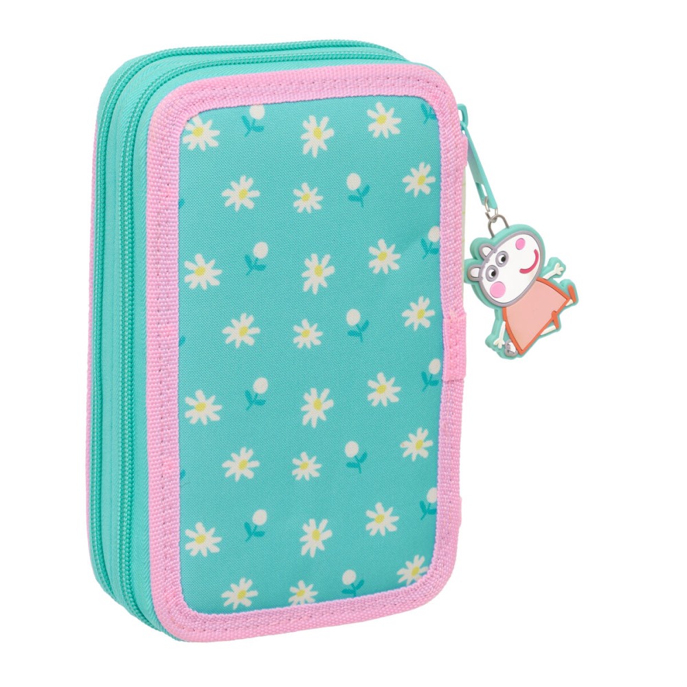 School Case with Accessories Peppa Pig Pretty flowers Yellow Mint 12.5 x 19.5 x 4 cm 29 Pieces