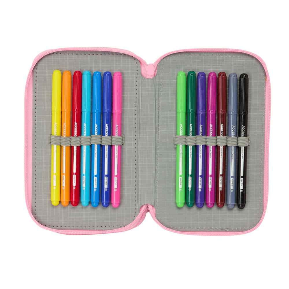 School Case with Accessories Barbie Painterly Pink Sky blue 12,5 x 19,5 x 5,5 cm 37 Pieces
