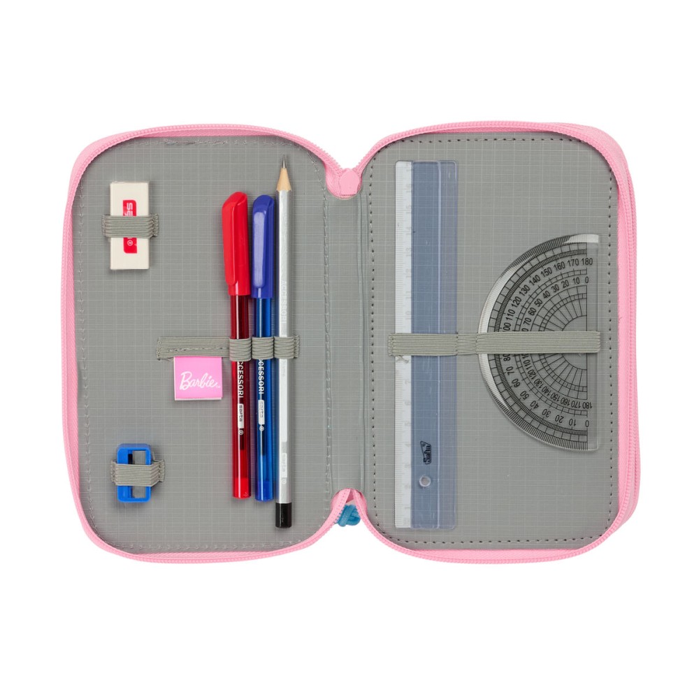 School Case with Accessories Barbie Painterly Pink Sky blue 12,5 x 19,5 x 5,5 cm 37 Pieces