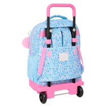 School Rucksack with Wheels Vicky Martín Berrocal Paraíso Blue Pink 33 x 45 x 22 cm