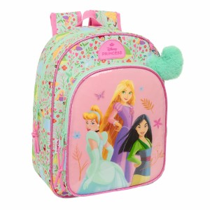 School Bag Disney Princess Bloom Pink Aquamarine 26 x 34 x 11 cm