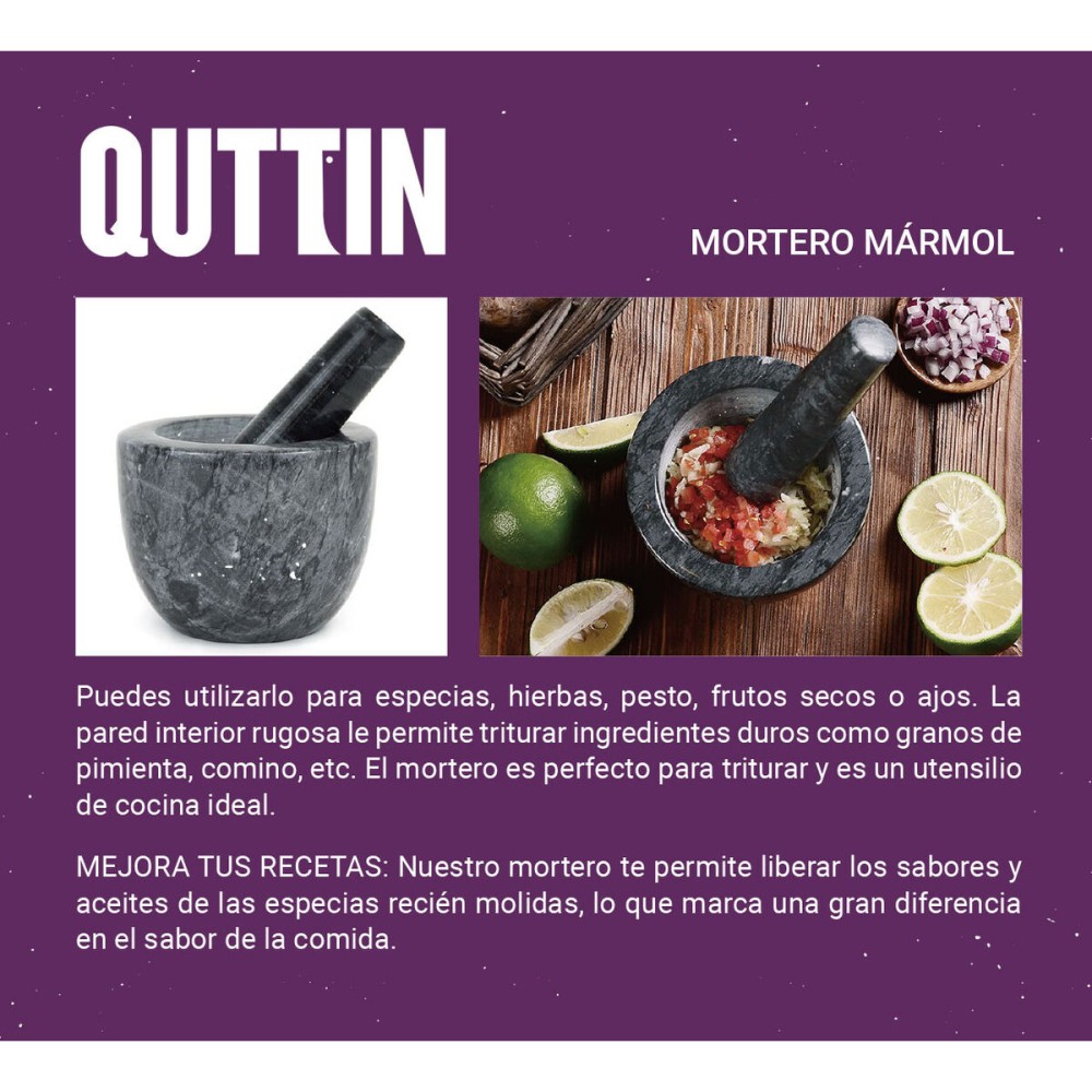 Mortar and pestle Quttin Granite 10 x 10 x 8 cm (12 Units)