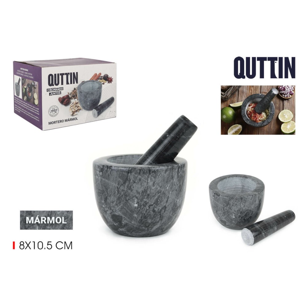 Mortar and pestle Quttin Granite 10 x 10 x 8 cm (12 Units)