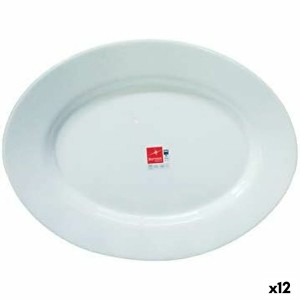Serving Platter Bormioli Toledo White Glass Oval 34 x 26,5 x 1,8 cm (12 Units)