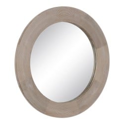 Miroir mural Blanc Naturel Verre Bois de manguier Bois MDF Vertical Rond 91,5 x 3,8 x 91,5 cm