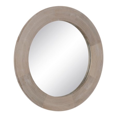 Miroir mural Blanc Naturel Verre Bois de manguier Bois MDF Vertical Rond 91,5 x 3,8 x 91,5 cm