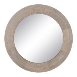 Miroir mural Blanc Naturel Verre Bois de manguier Bois MDF Vertical Rond 91,5 x 3,8 x 91,5 cm