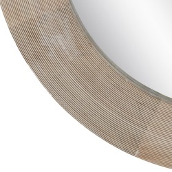 Miroir mural Blanc Naturel Verre Bois de manguier Bois MDF Vertical Rond 91,5 x 3,8 x 91,5 cm