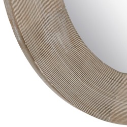 Miroir mural Blanc Naturel Verre Bois de manguier Bois MDF Vertical Rond 91,5 x 3,8 x 91,5 cm