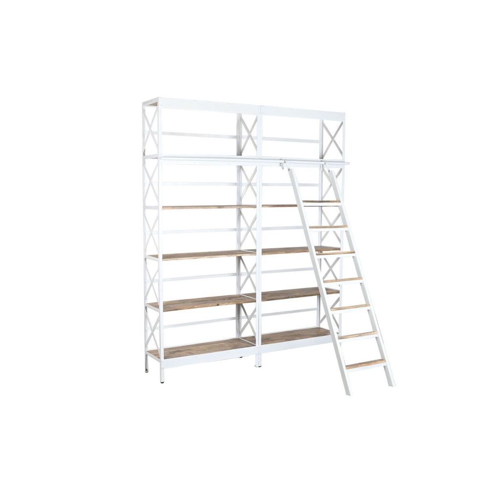 Étagère Home ESPRIT Blanc Naturel Métal Bois de manguier 180 x 35 x 220 cm
