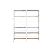 Étagère Home ESPRIT Blanc Naturel Métal Bois de manguier 180 x 35 x 220 cm
