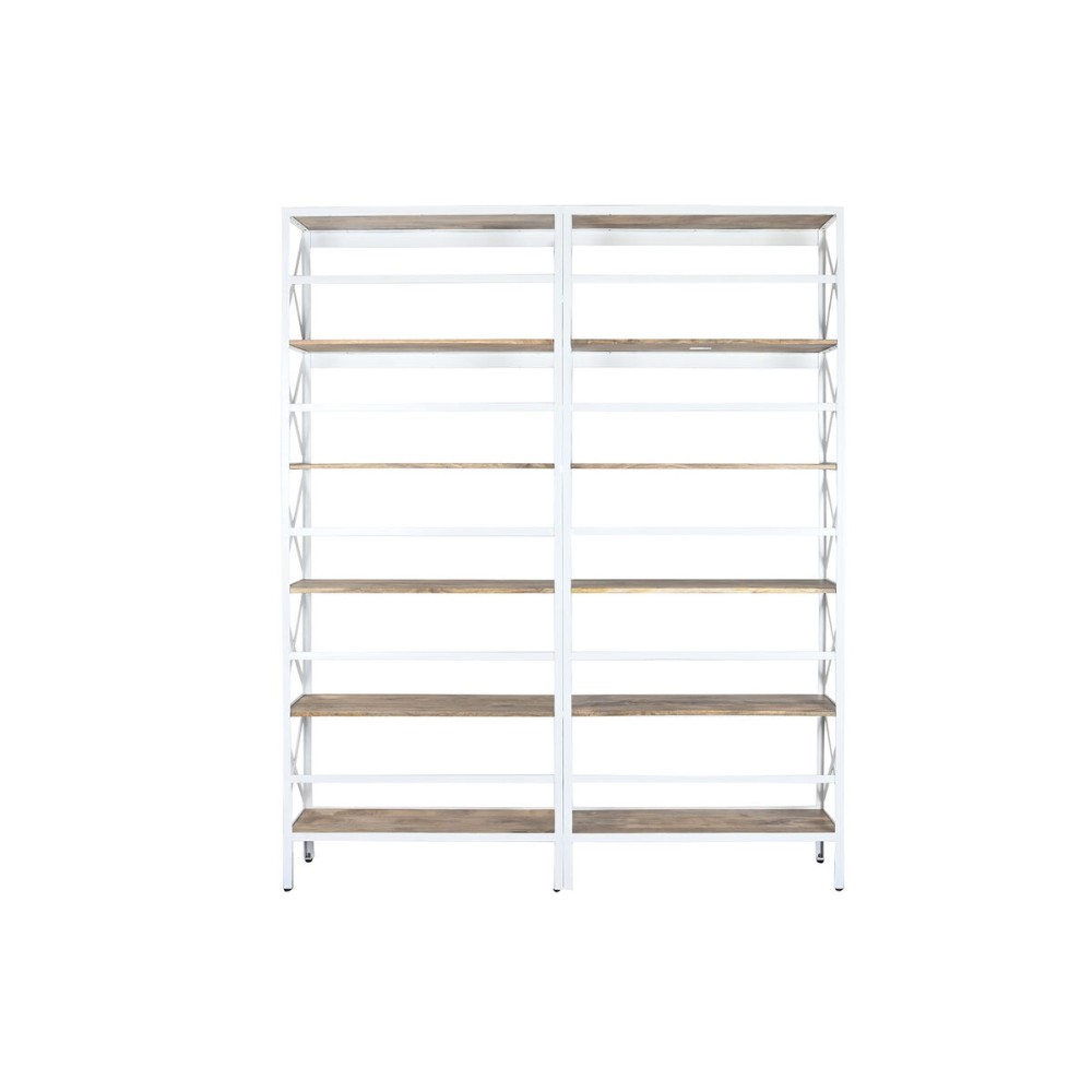 Étagère Home ESPRIT Blanc Naturel Métal Bois de manguier 180 x 35 x 220 cm
