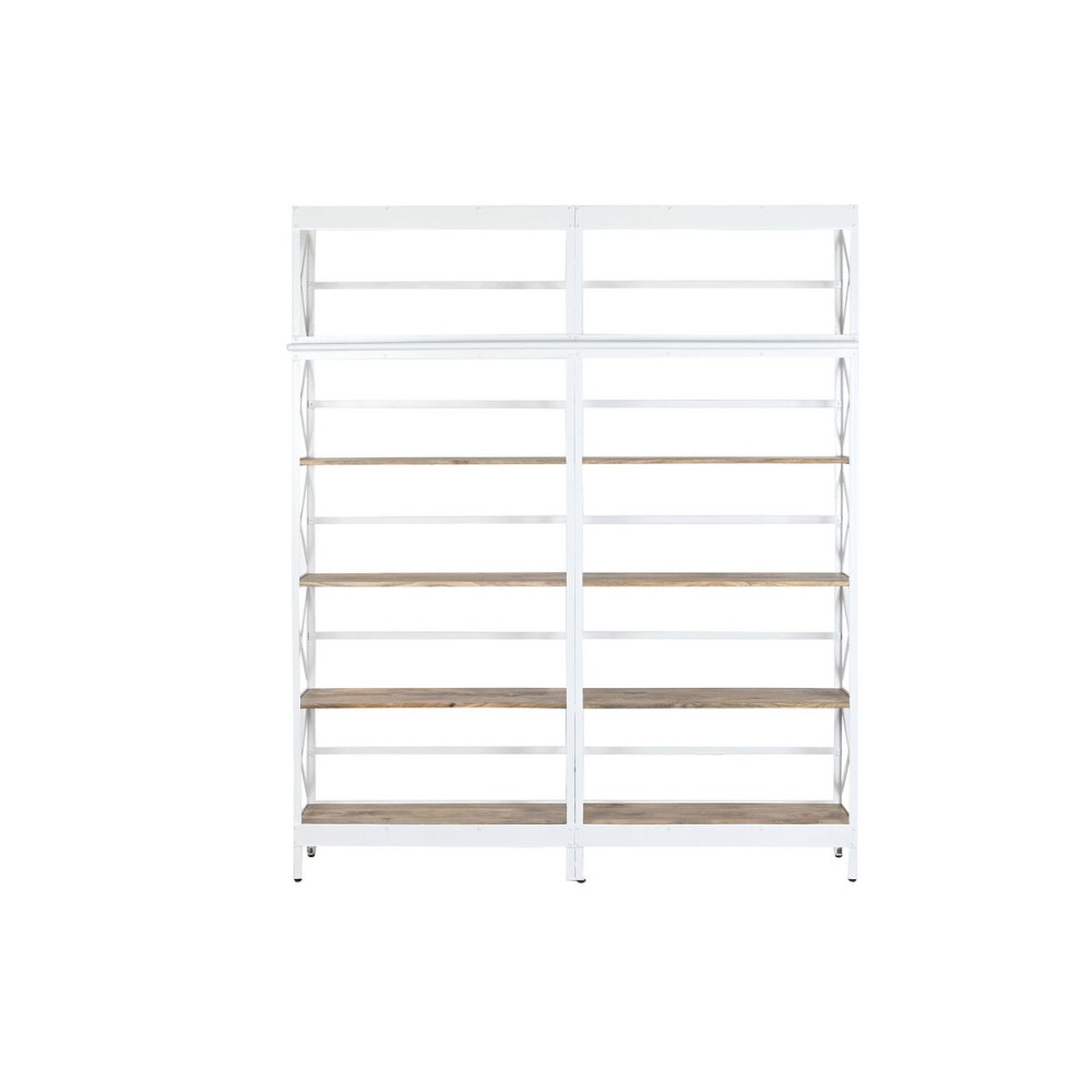 Étagère Home ESPRIT Blanc Naturel Métal Bois de manguier 180 x 35 x 220 cm