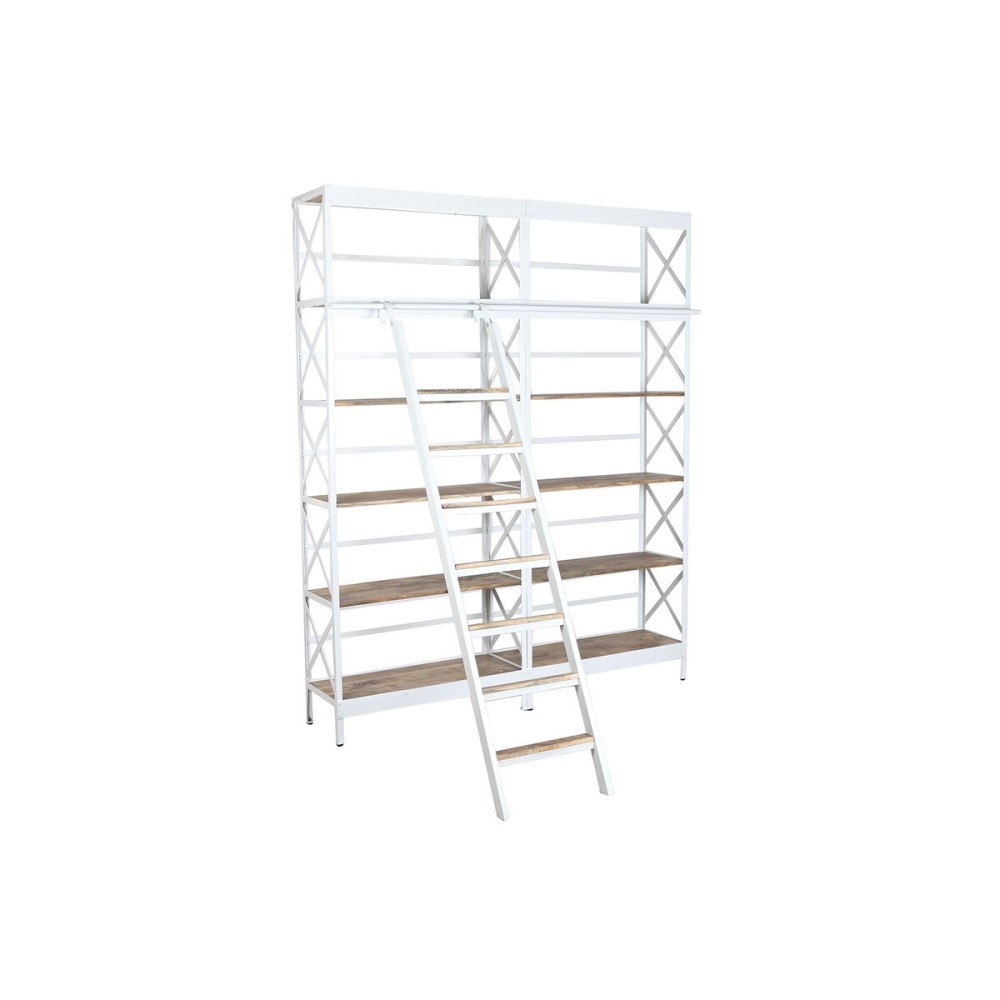 Étagère Home ESPRIT Blanc Naturel Métal Bois de manguier 180 x 35 x 220 cm