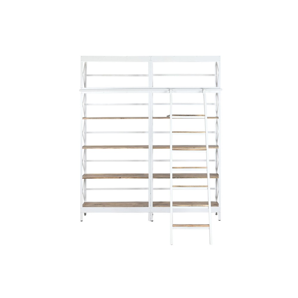 Étagère Home ESPRIT Blanc Naturel Métal Bois de manguier 180 x 35 x 220 cm