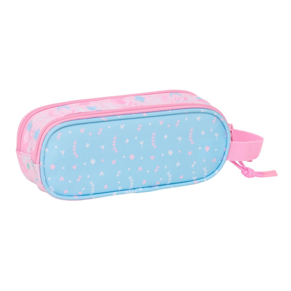 Zweifaches Mehrzweck-Etui BlackFit8 Smile Rosa Hellblau 21 x 8 x 6 cm