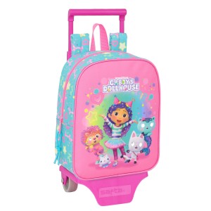 Schulrucksack mit Rädern Gabby's Dollhouse Confetti Rosa türkis 22 x 27 x 10 cm