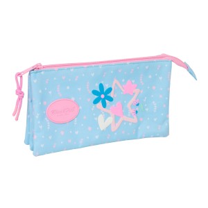 Dreifaches Mehrzweck-Etui BlackFit8 Smile Rosa Hellblau 22 x 12 x 3 cm
