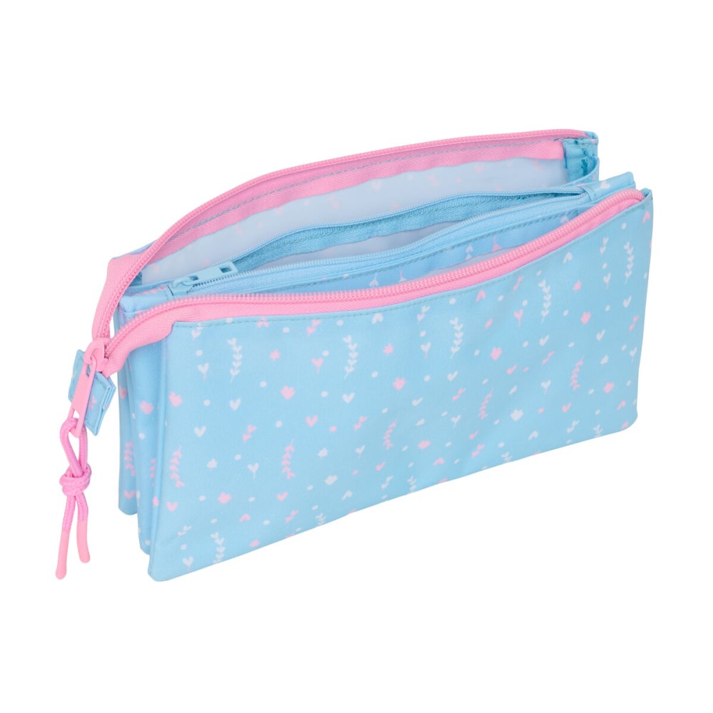 Dreifaches Mehrzweck-Etui BlackFit8 Smile Rosa Hellblau 22 x 12 x 3 cm