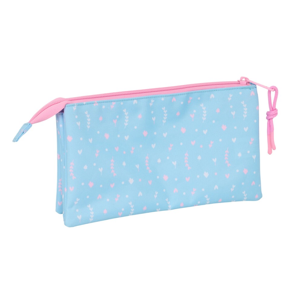 Dreifaches Mehrzweck-Etui BlackFit8 Smile Rosa Hellblau 22 x 12 x 3 cm