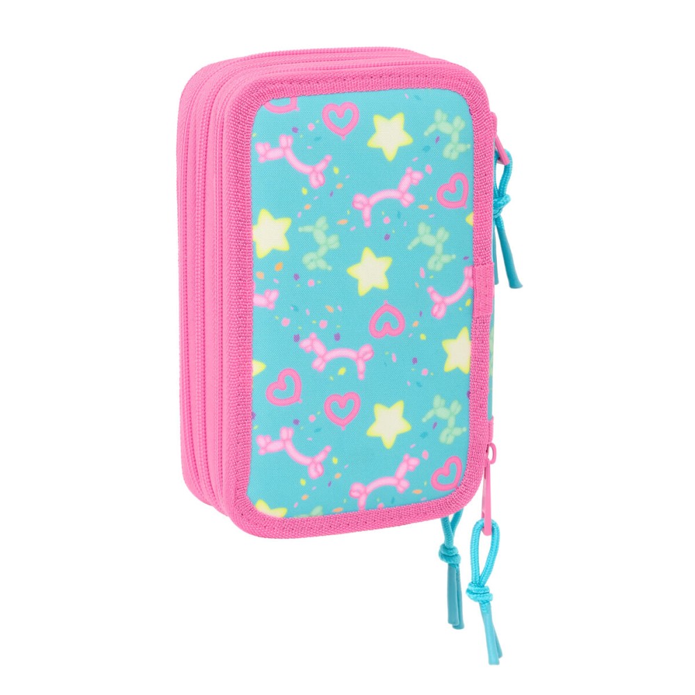 Dreifaches Federmäppchen Gabby's Dollhouse Confetti Rosa türkis 12,5 x 19,5 x 5,5 cm 37 Stücke