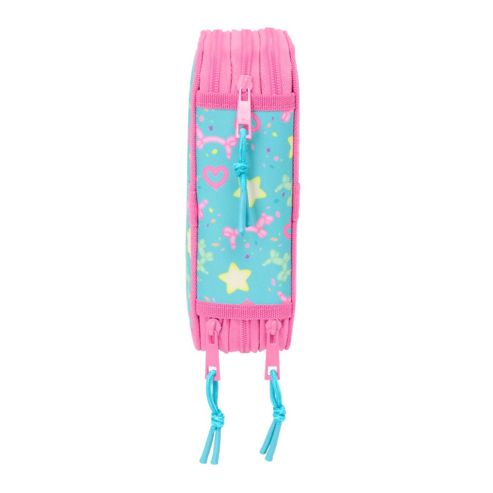 Triple Pencil Case Gabby's Dollhouse Confetti Pink Turquoise 12,5 x 19,5 x 5,5 cm 37 Pieces