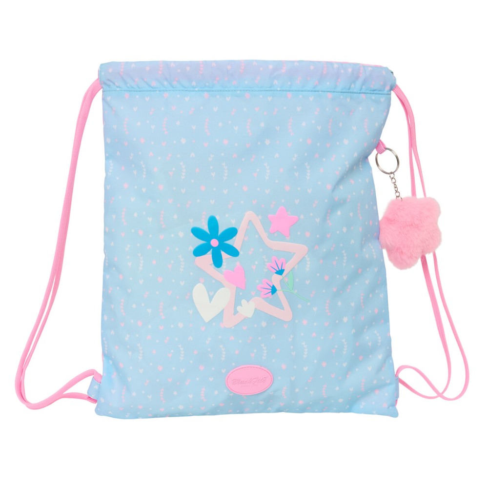 Rucksacktasche mit Bändern BlackFit8 Smile Blau Rosa 35 x 40 x 1 cm