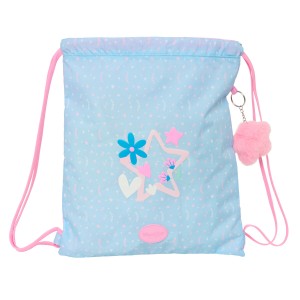 Rucksacktasche mit Bändern BlackFit8 Smile Blau Rosa 35 x 40 x 1 cm