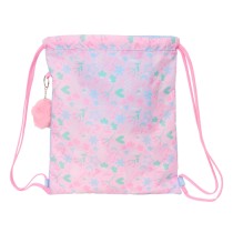 Rucksacktasche mit Bändern BlackFit8 Smile Blau Rosa 35 x 40 x 1 cm
